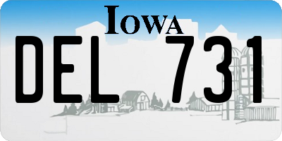IA license plate DEL731