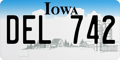 IA license plate DEL742