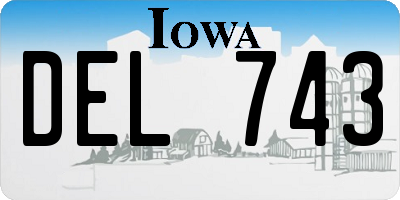 IA license plate DEL743
