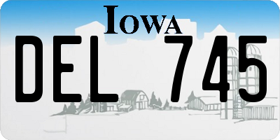 IA license plate DEL745
