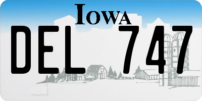 IA license plate DEL747