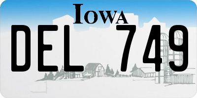IA license plate DEL749