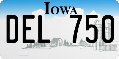 IA license plate DEL750