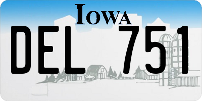IA license plate DEL751