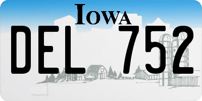 IA license plate DEL752