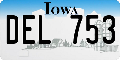 IA license plate DEL753