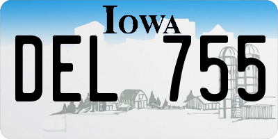 IA license plate DEL755
