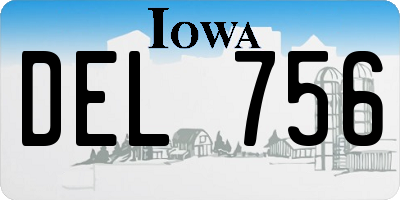 IA license plate DEL756