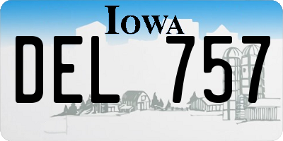IA license plate DEL757