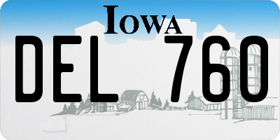 IA license plate DEL760