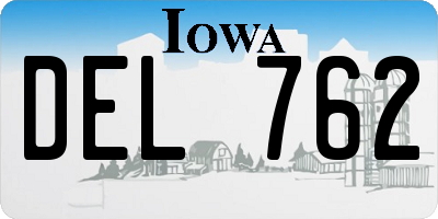 IA license plate DEL762