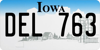 IA license plate DEL763
