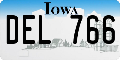 IA license plate DEL766