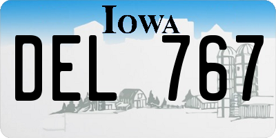 IA license plate DEL767