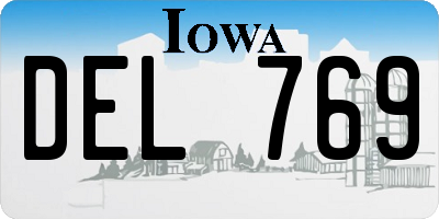 IA license plate DEL769