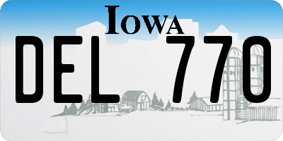 IA license plate DEL770