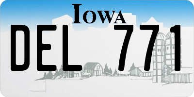 IA license plate DEL771