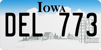 IA license plate DEL773