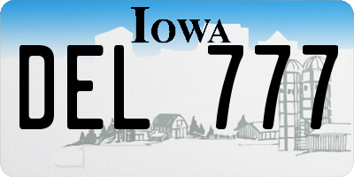 IA license plate DEL777