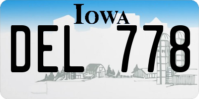 IA license plate DEL778