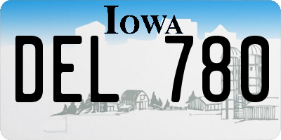 IA license plate DEL780