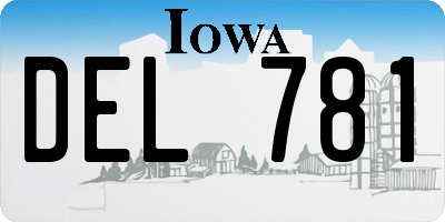 IA license plate DEL781