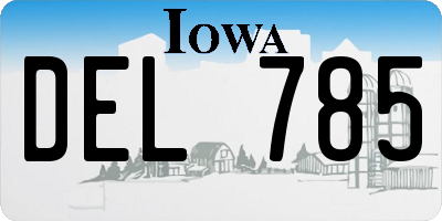 IA license plate DEL785