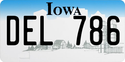 IA license plate DEL786