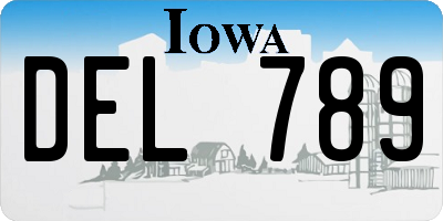 IA license plate DEL789