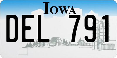 IA license plate DEL791