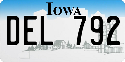 IA license plate DEL792
