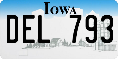 IA license plate DEL793