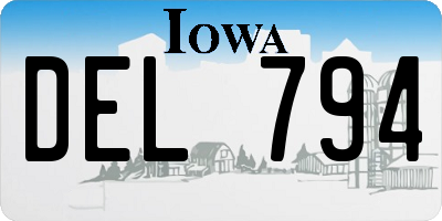 IA license plate DEL794