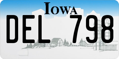 IA license plate DEL798