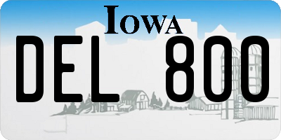 IA license plate DEL800