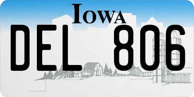 IA license plate DEL806