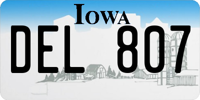 IA license plate DEL807