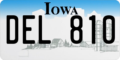 IA license plate DEL810