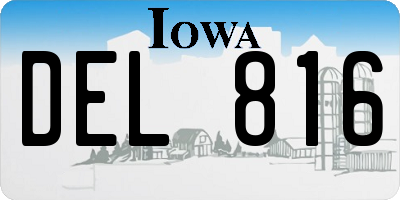 IA license plate DEL816