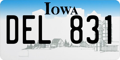 IA license plate DEL831