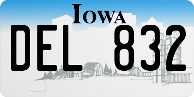 IA license plate DEL832