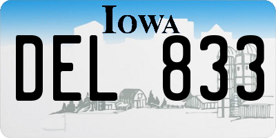 IA license plate DEL833