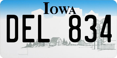 IA license plate DEL834