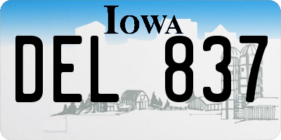IA license plate DEL837
