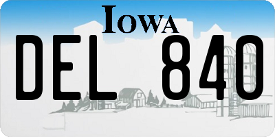 IA license plate DEL840
