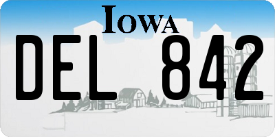 IA license plate DEL842