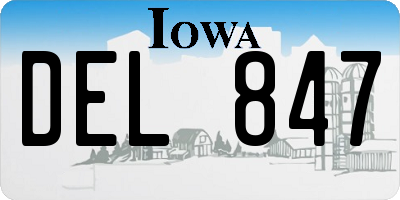 IA license plate DEL847