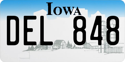 IA license plate DEL848
