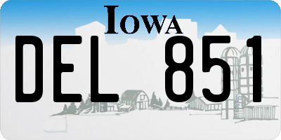 IA license plate DEL851