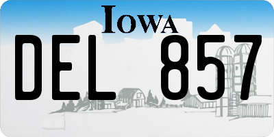 IA license plate DEL857